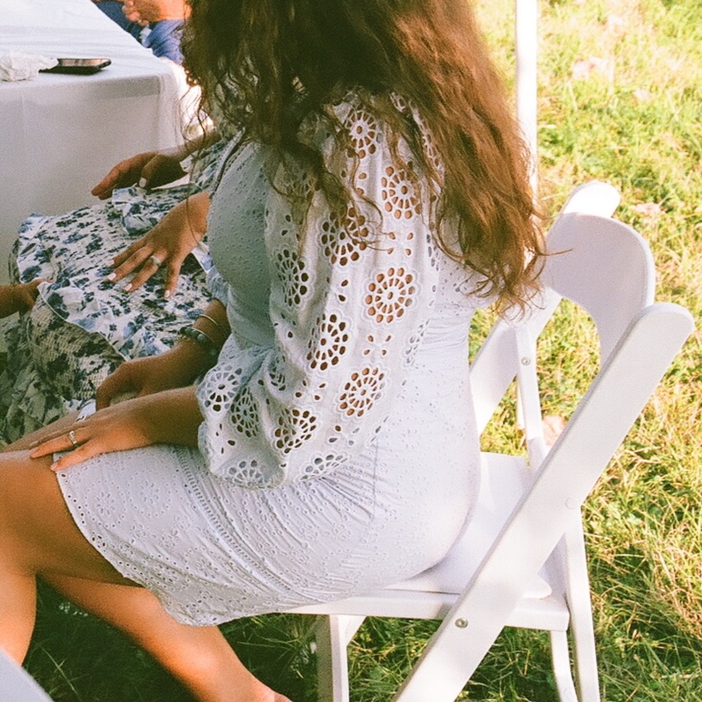 Worn ONCE Banana Republic light blue tea time dress